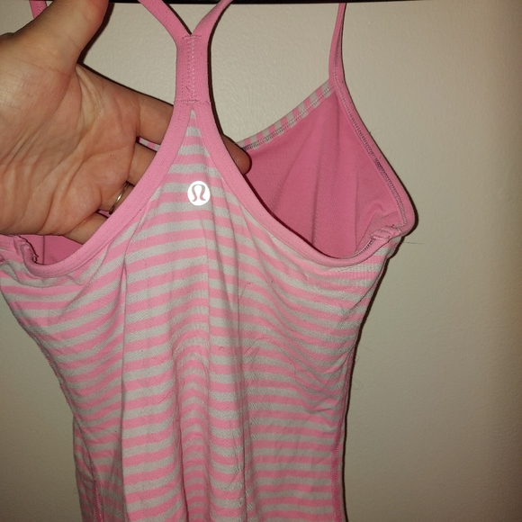 Lululemon Pink Stripe Power Y Tank - Picture 6 of 7